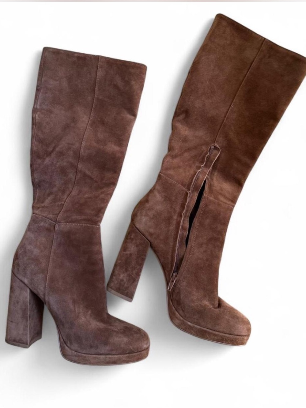 Steve Madden Brown Suede Platform Knee Boots